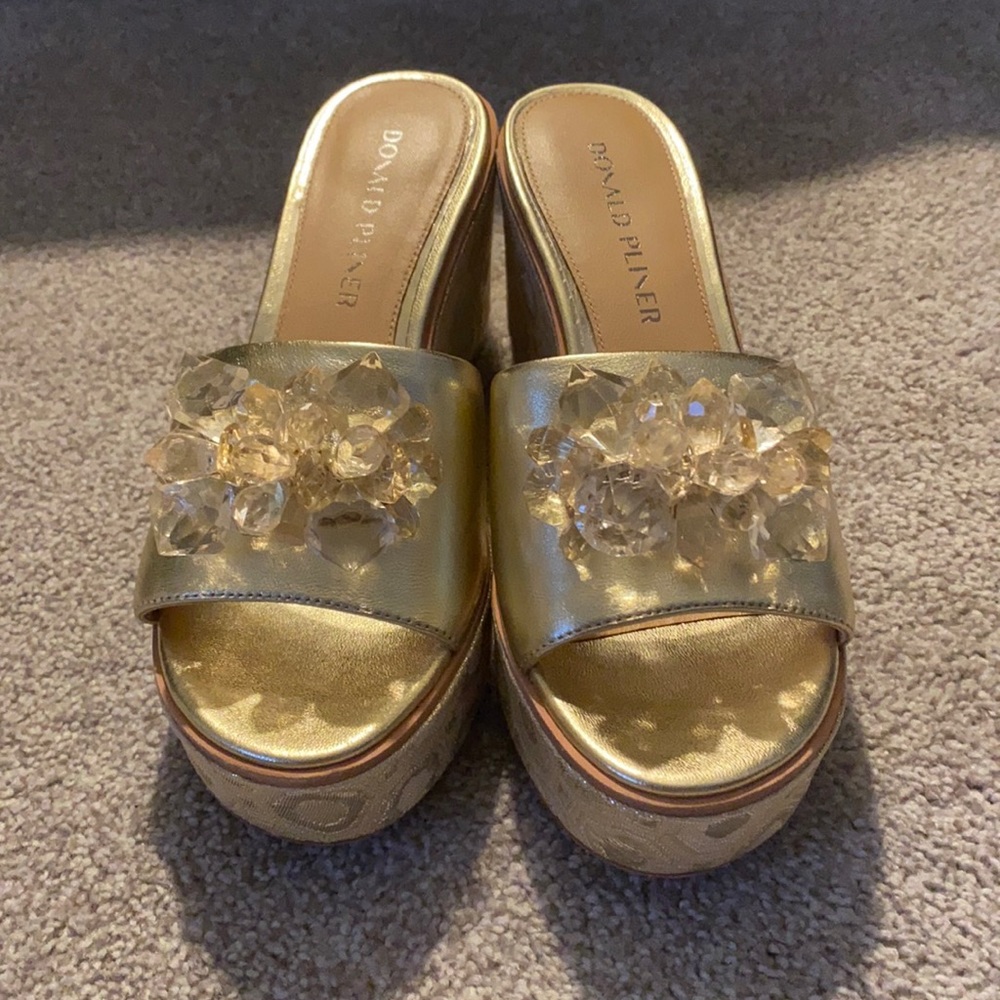 Donald Pliner gold embellished sandals
